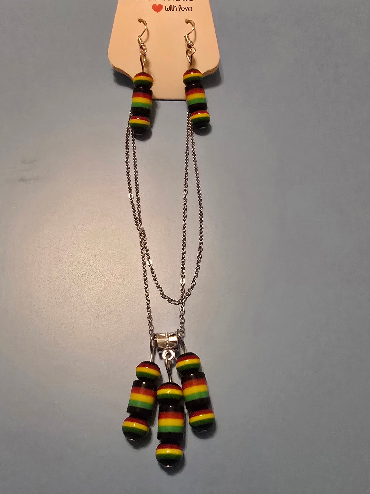 Black History Month/Juneteenth/Jamaican Themed Necklace and Earring Set
