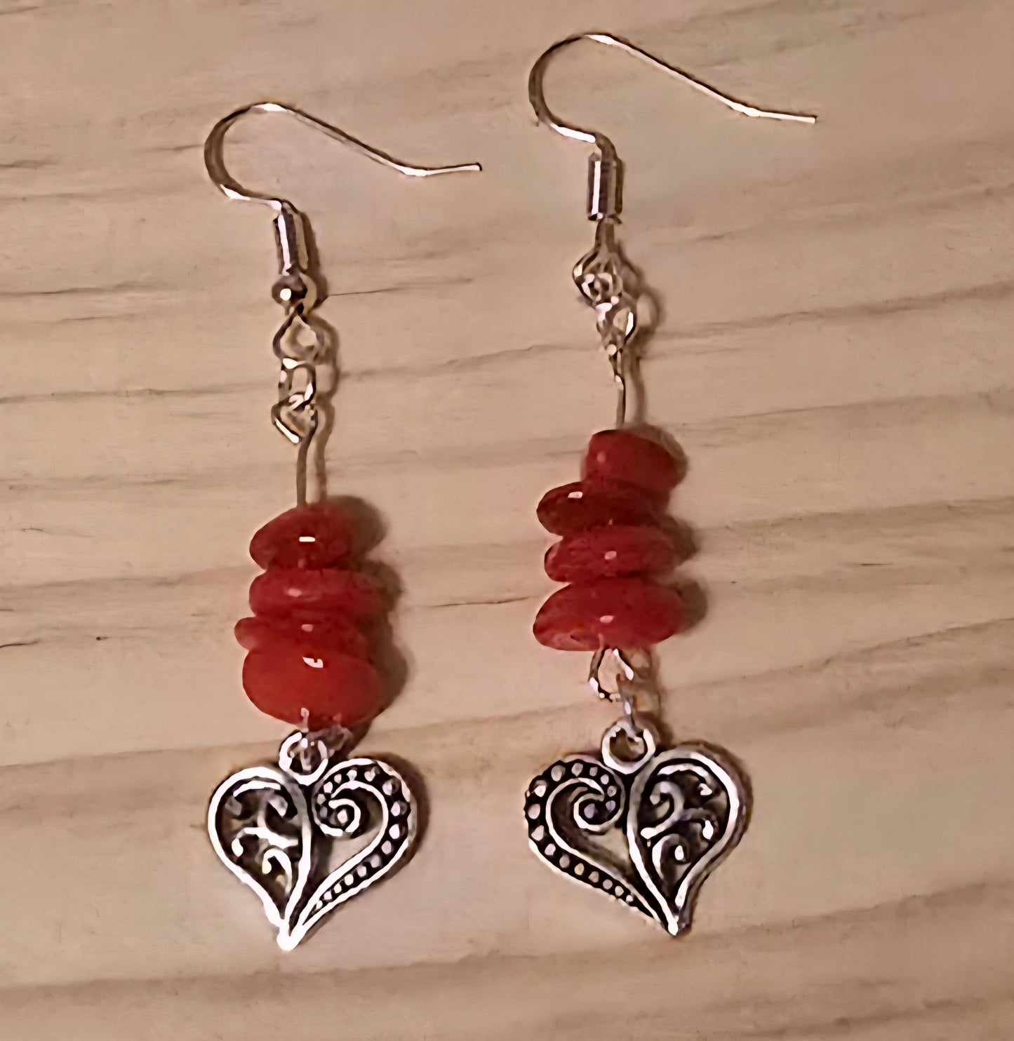 Red Natural Rock Earrings